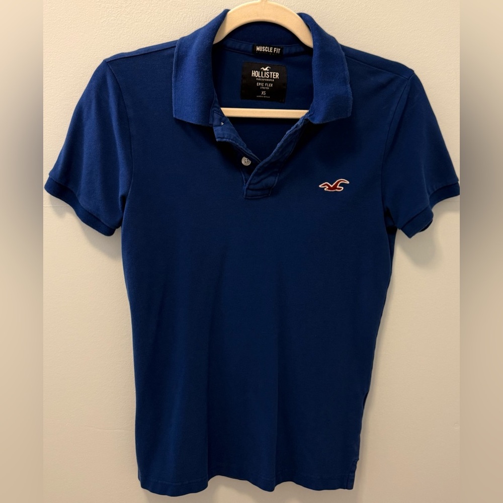 Hollister Blue Polo Shirt. Muscle Fit.